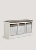 White Woven Floor Bench Storage Unit (90cm x 35cm x 46cm) Image 1