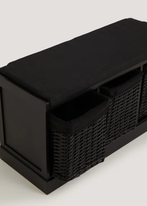 Black Woven Floor Hall Storage Unit (90cm x 35cm x 46cm) Image 2