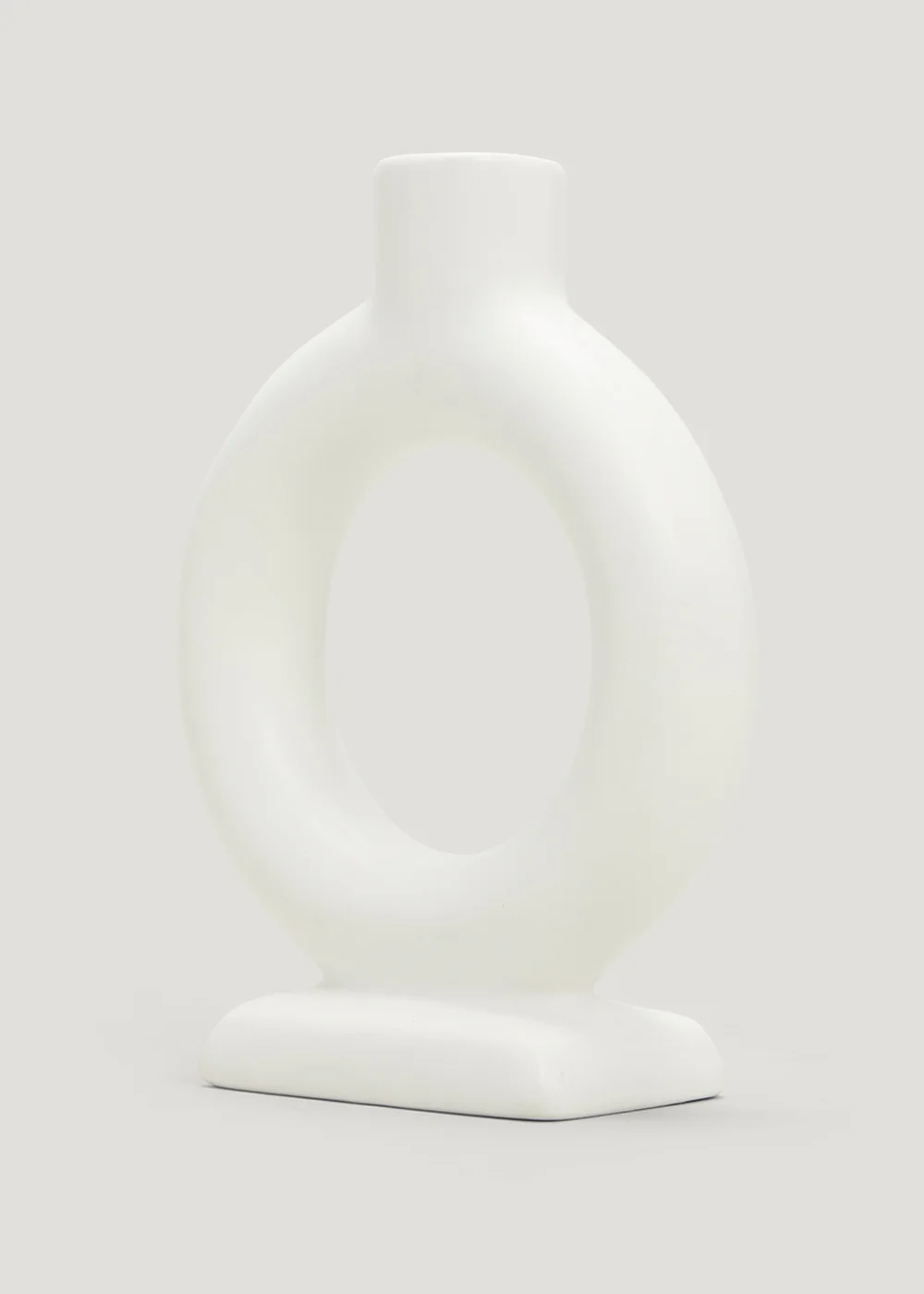 White Ceramic Round Candle Holder (11cm x 5cm x 14cm) Image 3