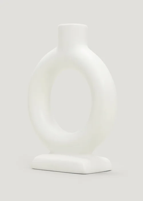 White Ceramic Round Candle Holder (11cm x 5cm x 14cm) Image 3