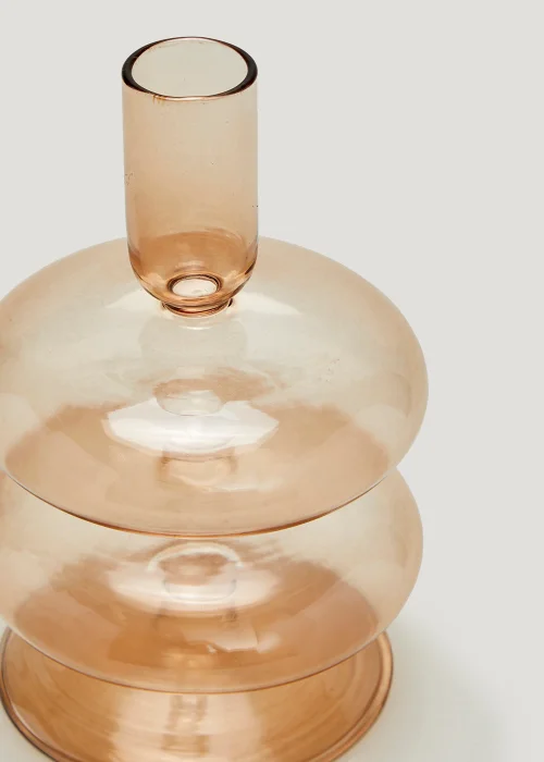 Amber Glass Candle Holder (10cm x 10cm x 14cm) Image 2