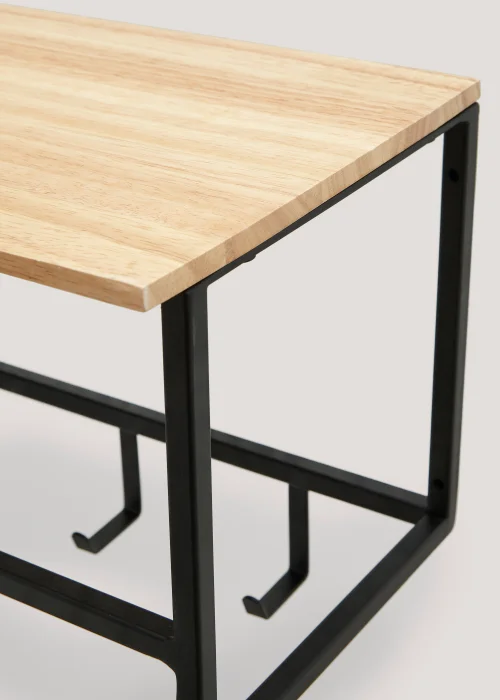 Black Wire & Wood Shelf with Hooks (60cm x 24cm x 20cm) Image 2