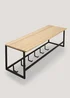 Black Wire & Wood Shelf with Hooks (60cm x 24cm x 20cm) Image 1