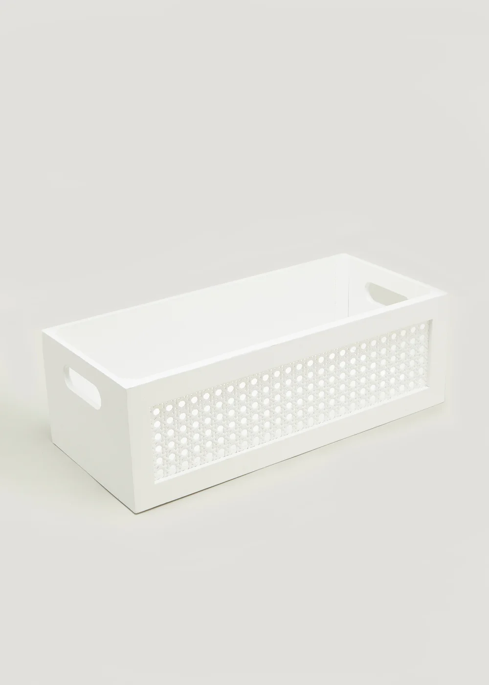 White Cane Bathroom Storage Tray (40cm x 18cm x 13cm) Image 1