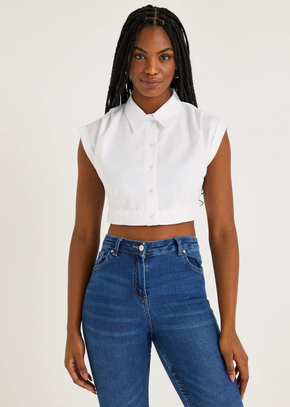 JDY Sierra White Cropped Top - S - UK 8 Image 1
