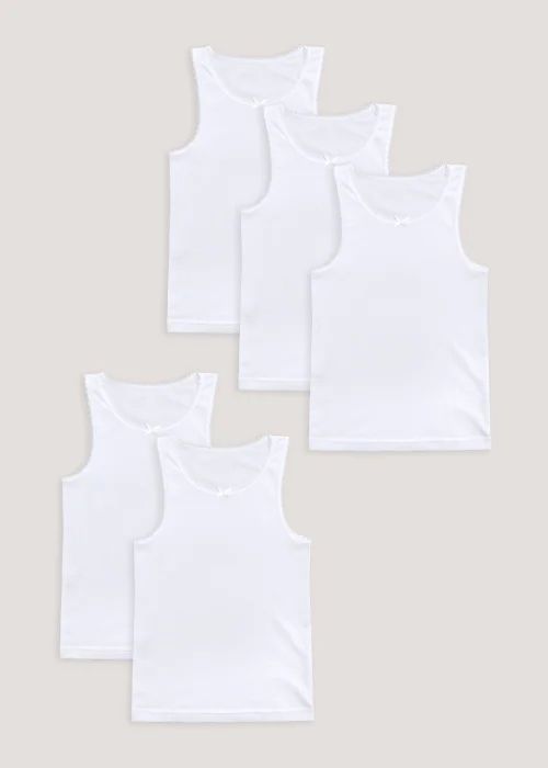 Girls 5 Pack White Vests (2-11yrs) - 2-3 Yrs Image 1
