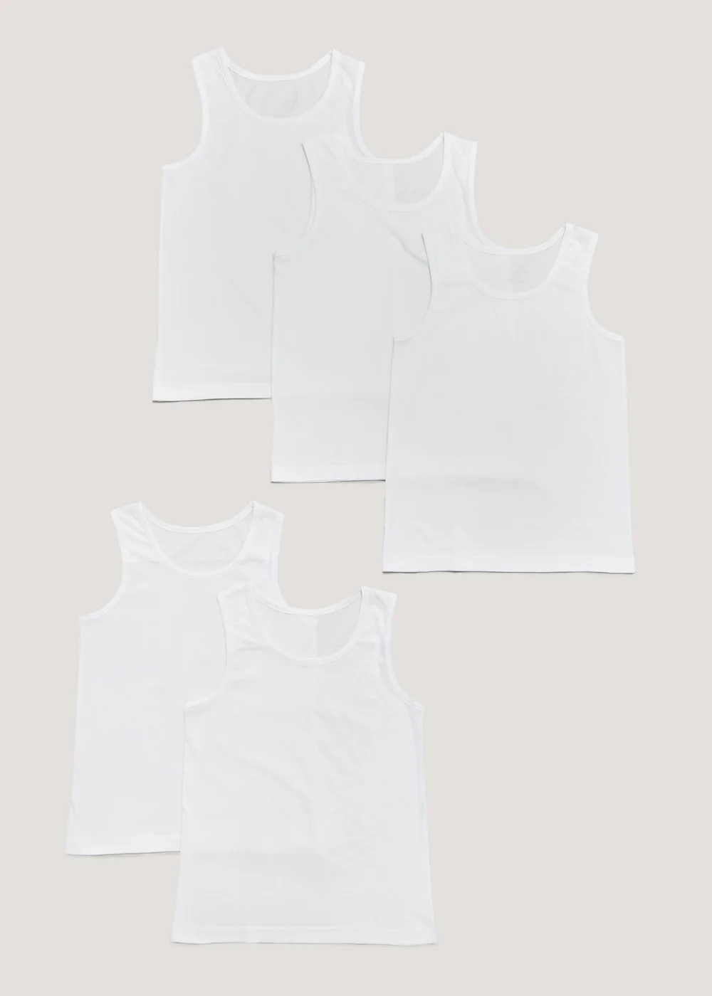 Kids 5 Pack White Vests (2-13yrs) - 2-3 Yrs Image 2