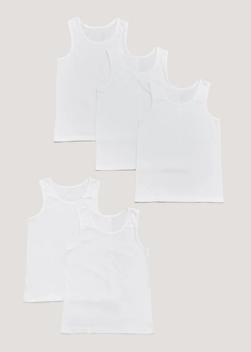 Kids 5 Pack White Vests (2-13yrs) - 2-3 Yrs Image 2