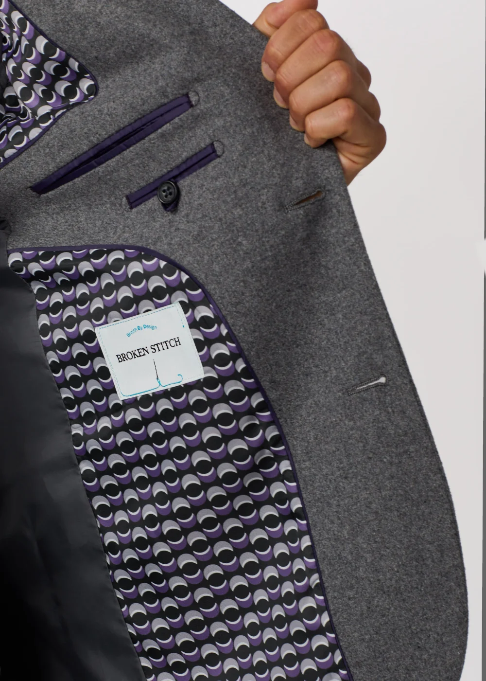 Broken Stitch Andersen Grey Suit Jacket - 38 Chest Short Image 2