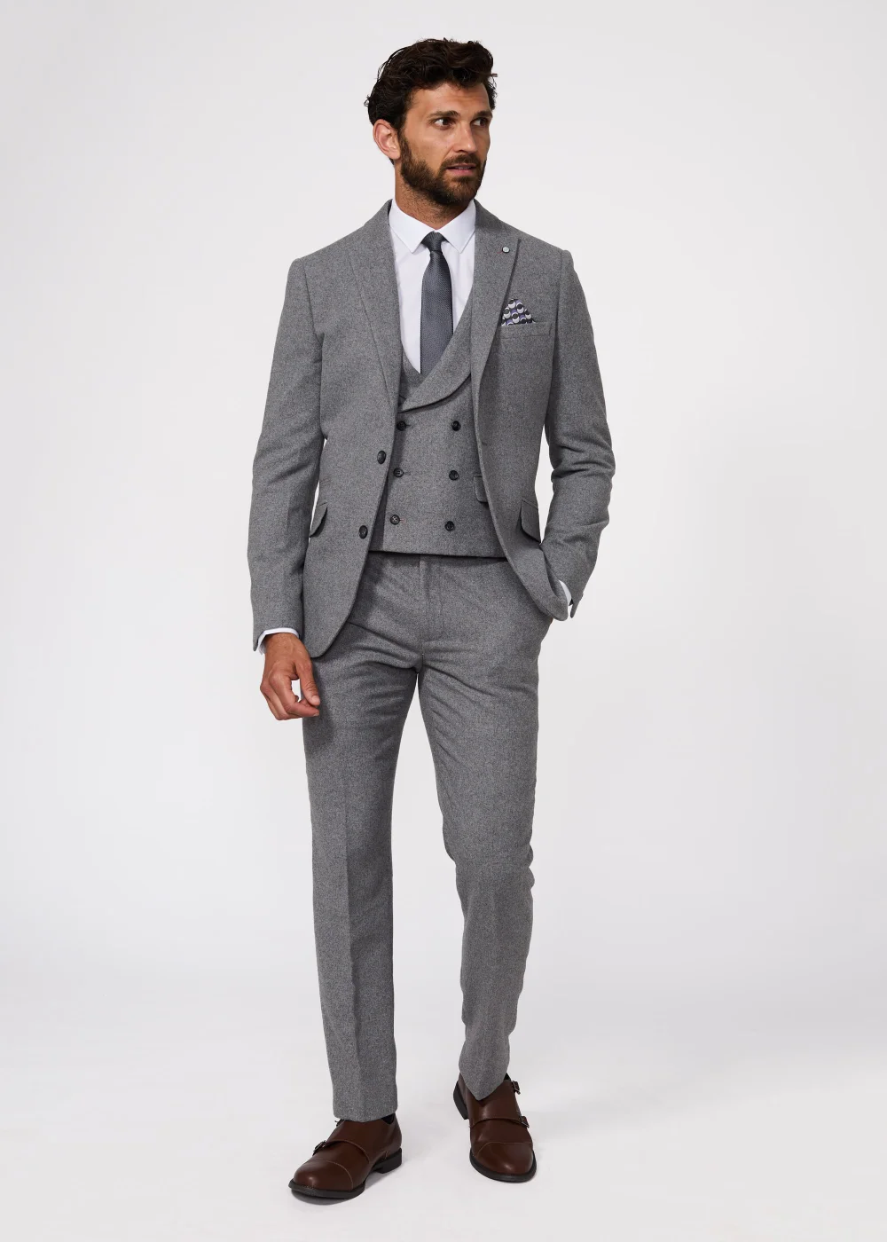 Broken Stitch Andersen Grey Slim Fit Suit Waistcoat - 36 Chest Regular Image 2