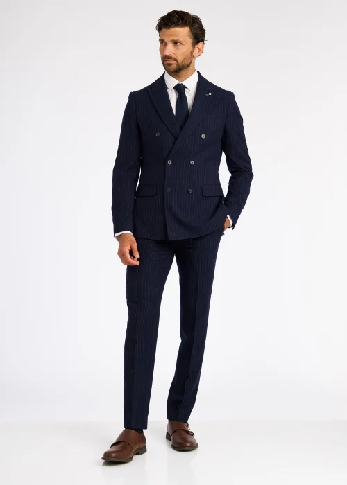 Broken Stitch Yeats Navy Pinstripe Suit Jacket - 36 Chest Regular Image 1