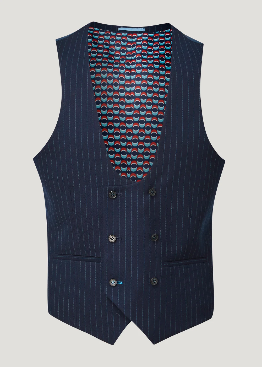 Broken Stitch Yeats Navy Pinstripe Suit Waistcoat - 36 Chest Regular Image 2