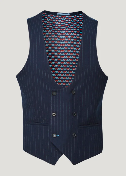 Broken Stitch Yeats Navy Pinstripe Suit Waistcoat - 36 Chest Regular Image 2