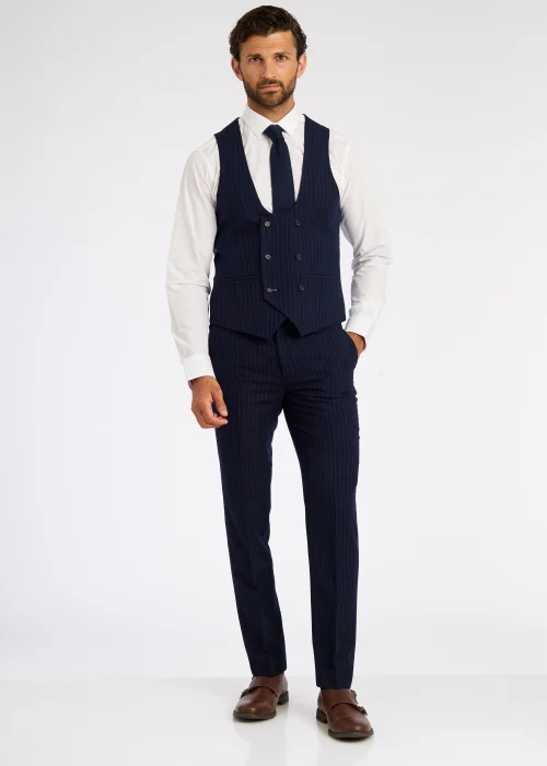 Broken Stitch Yeats Navy Pinstripe Suit Waistcoat - 36 Chest Regular Image 1