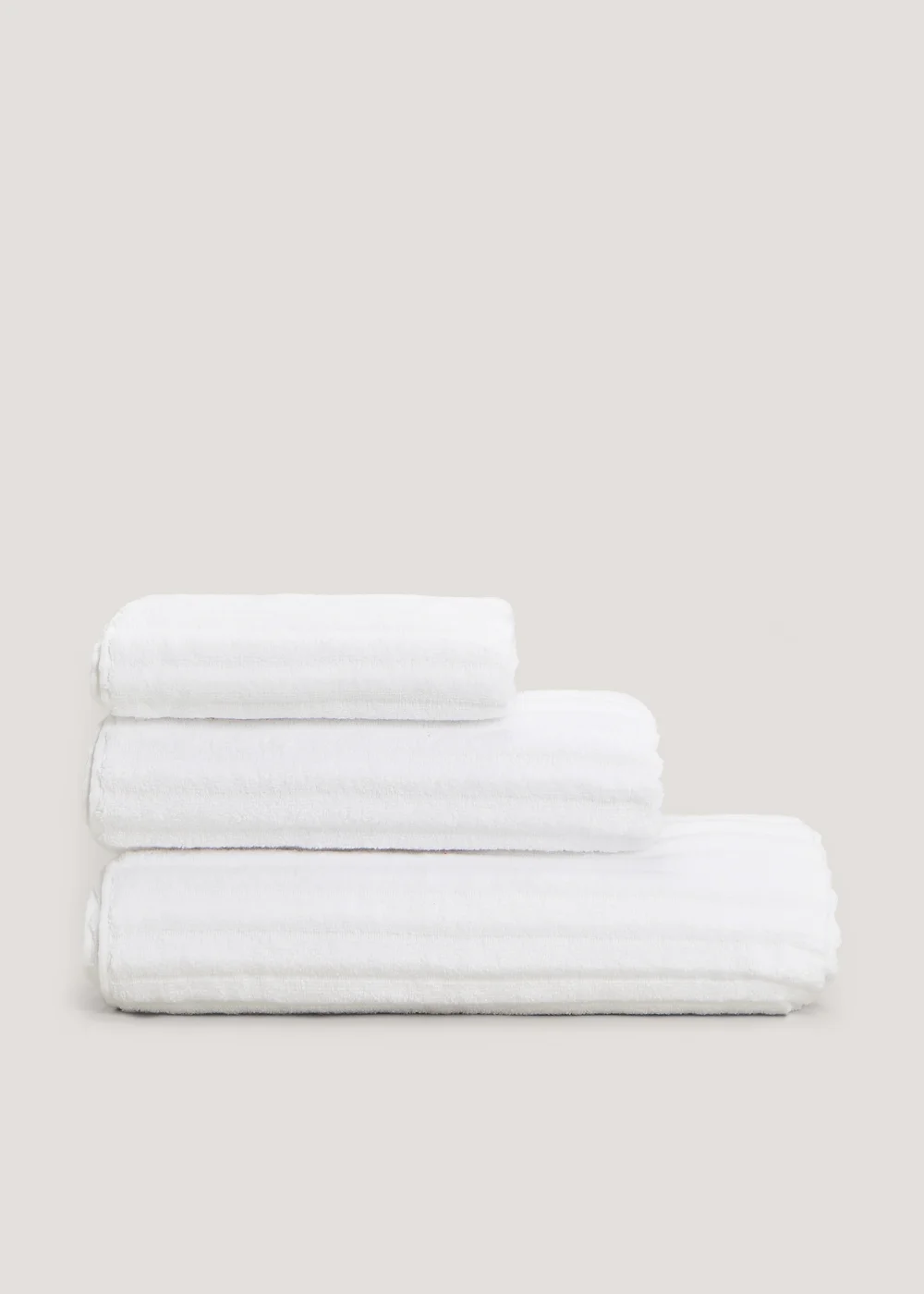 White 100% Cotton Ribbed Towels - Hand Towel Image 1