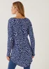 Blue Animal Print Longline Viscose Top - Small Image 5