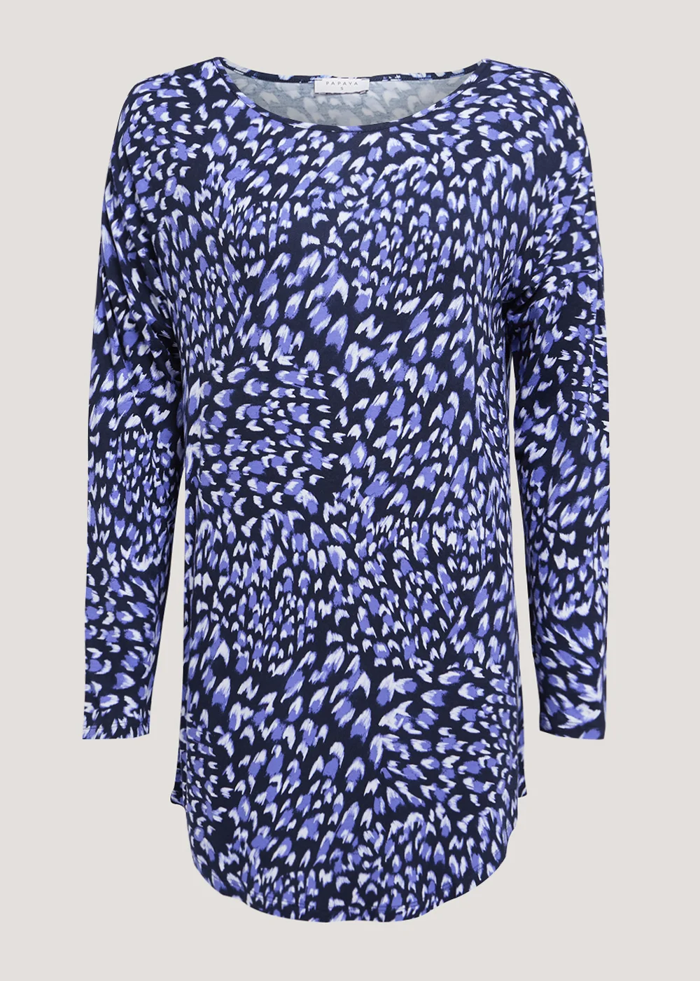 Blue Animal Print Longline Viscose Top - Small Image 4