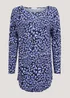 Blue Animal Print Longline Viscose Top - Small Image 4
