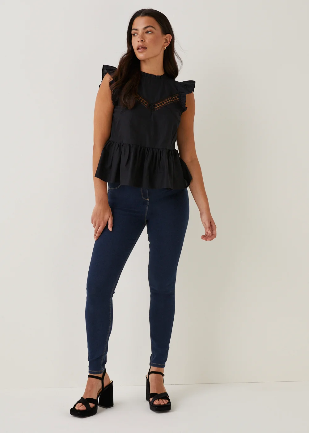 Black Frill Victoriana Blouse - Size 8 Image 2