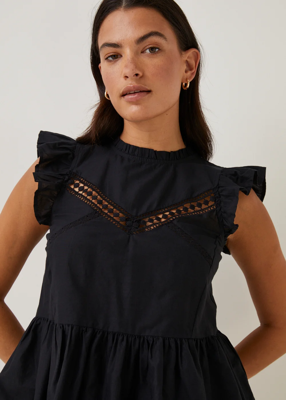 Black Frill Victoriana Blouse - Size 8 Image 5