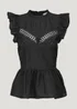 Black Frill Victoriana Blouse - Size 8 Image 4