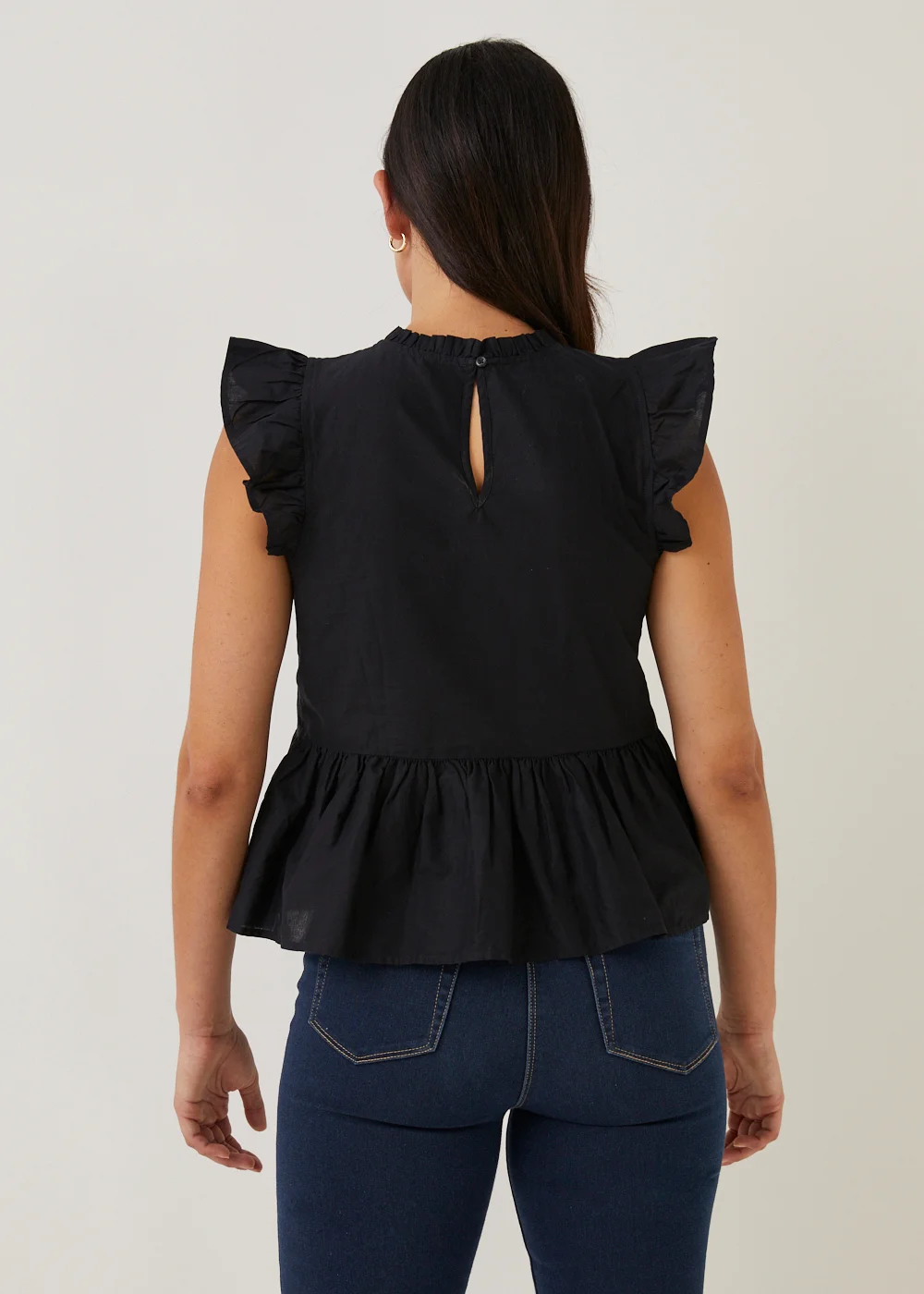 Black Frill Victoriana Blouse - Size 8 Image 3