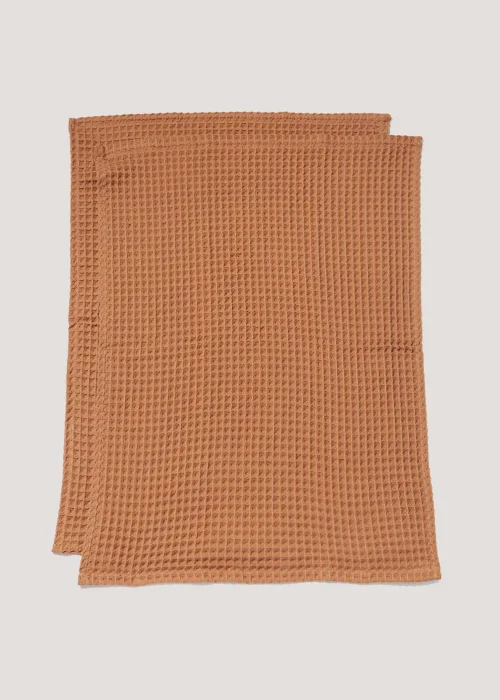 2 Pack Terracotta Waffle Tea Towels (69cm x 51cm) Image 1