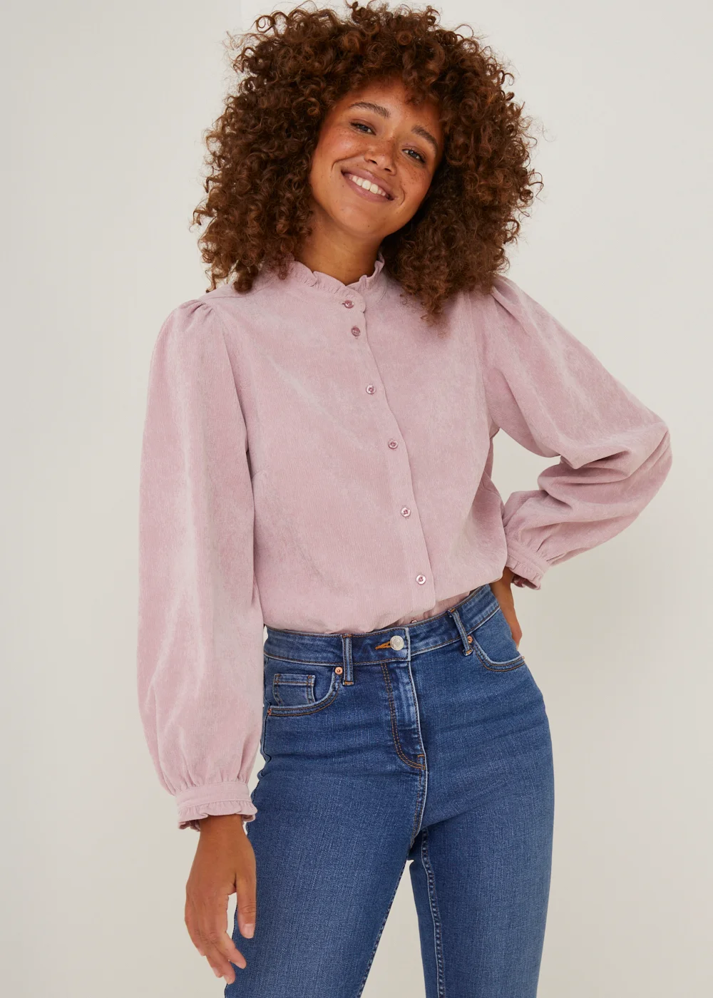 Pink Cord High Neck Shirt - Size 8 Image 1