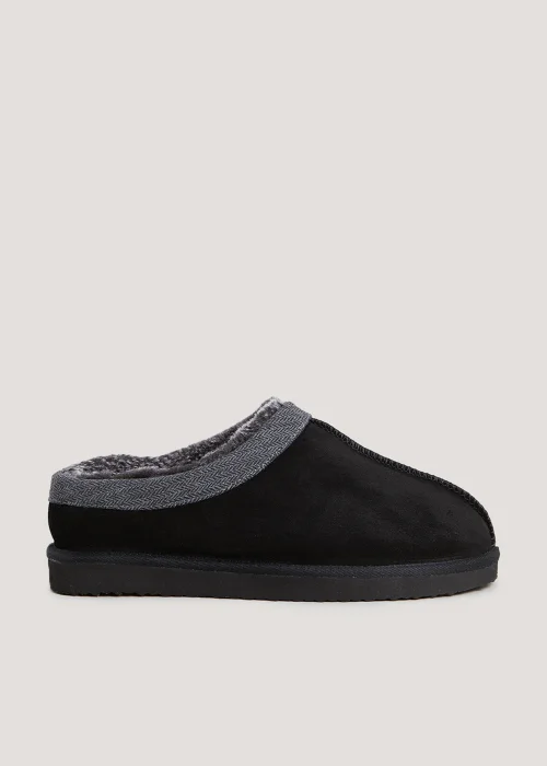 Black Suede Chunky Mule Slippers - Size 6 Image 1