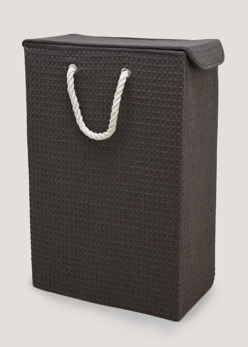 Grey Waffle Narrow Laundry Box (40cm x 21cm x 60cm) Image 1