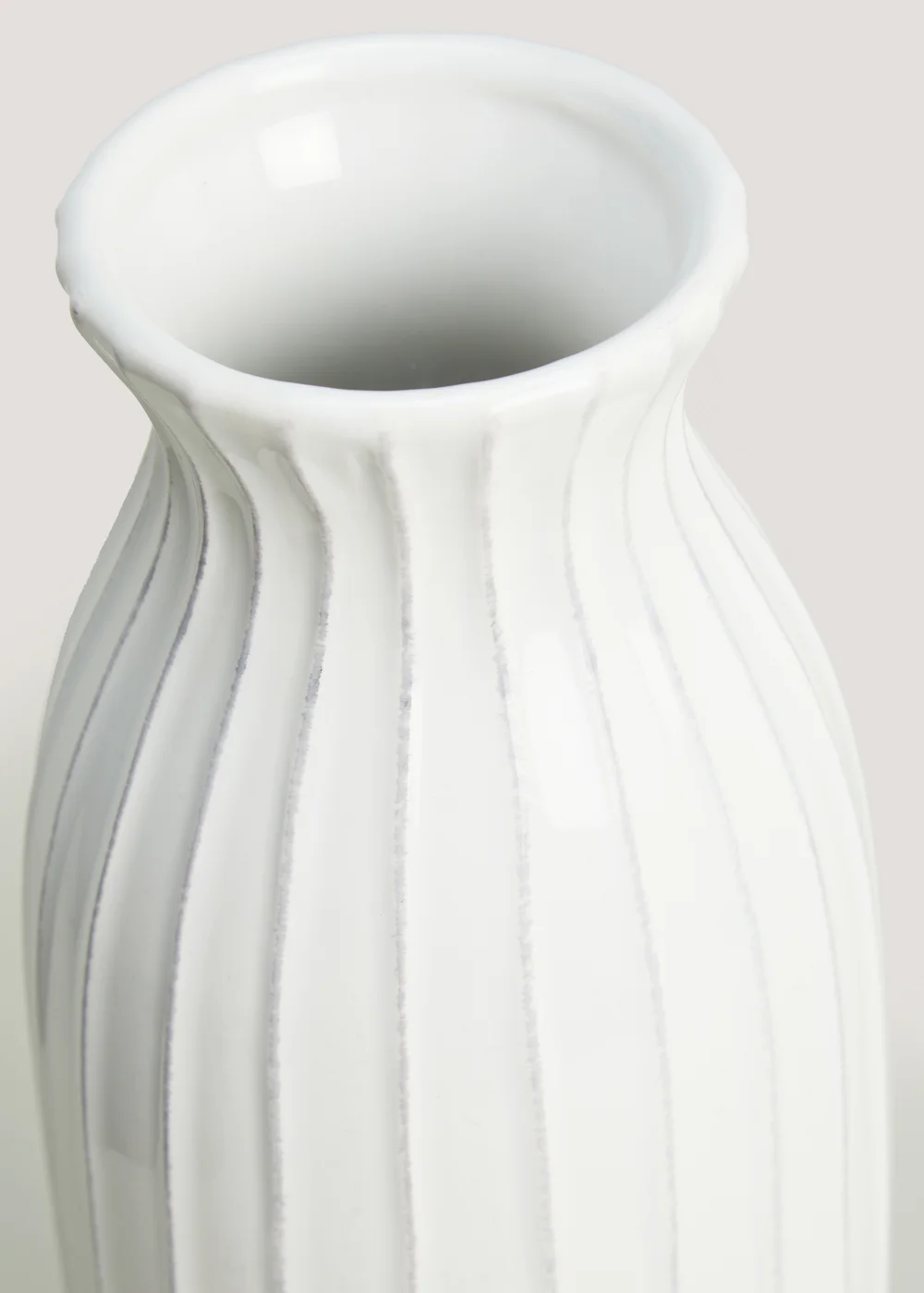 White Ribbed Ceramic Vase (35cm) Image 2