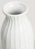 White Ribbed Ceramic Vase (35cm) Image 2