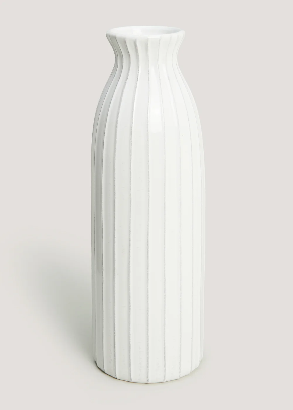 White Ribbed Ceramic Vase (35cm) Image 4