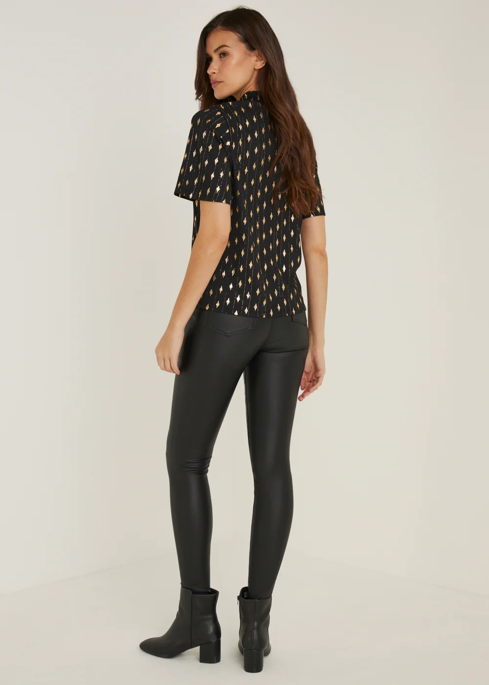 Rosie Black Coated Jeggings (Long Length) - Size 08 33 leg Image 4