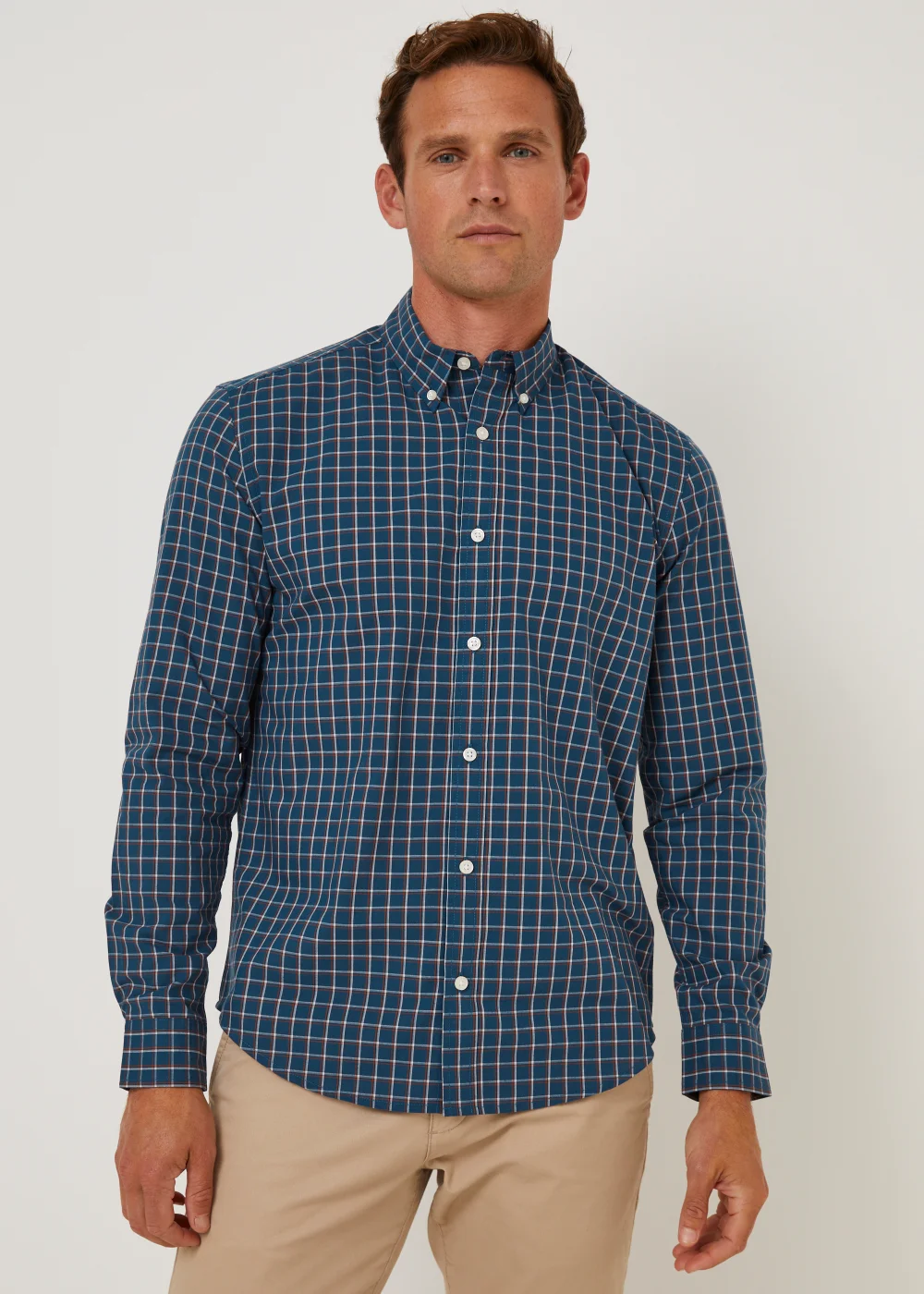 Navy Micro Check Shirt - S Image 1