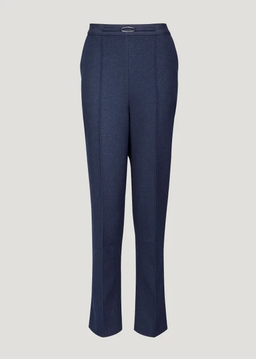 Et Vous Navy Pleat Front Straight Leg Trousers - Size 08 27 leg Image 5