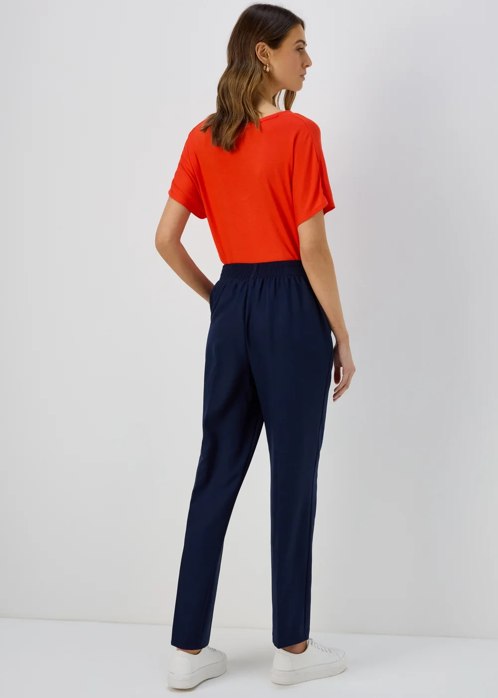 Et Vous Navy Pleat Front Straight Leg Trousers - Size 08 27 leg Image 2