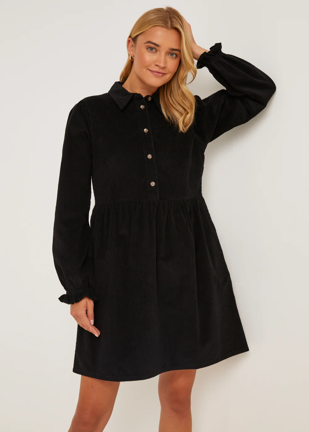 black cord dress Time and Tru Smocked Cord Dress, Women's, Size: XL, Black