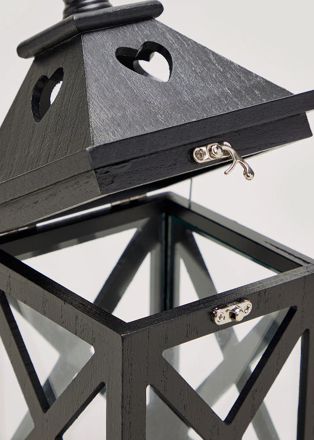 Black Wood Lantern (30cm x 14cm x 14cm) Image 2