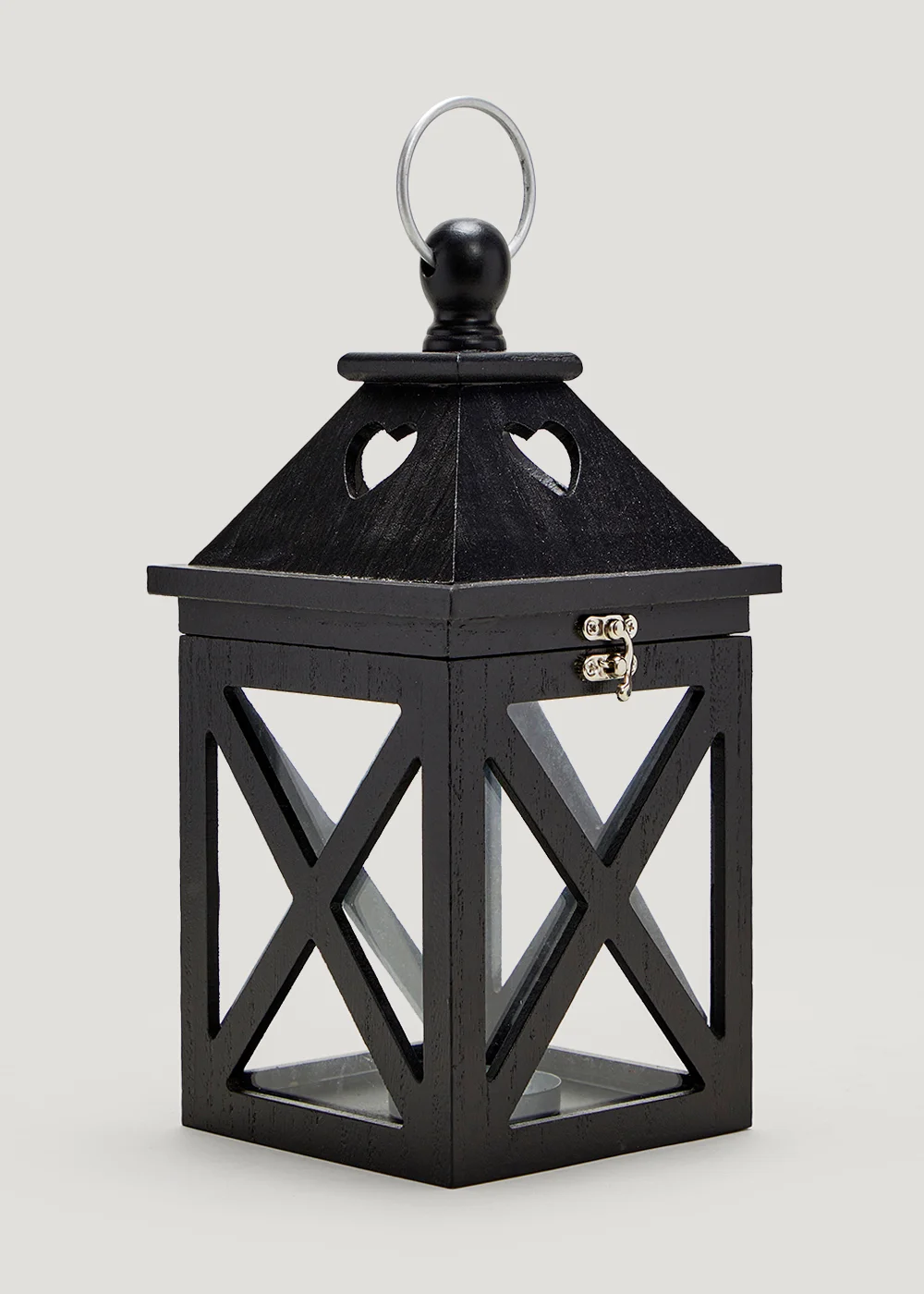 Black Wood Lantern (30cm x 14cm x 14cm) Image 1