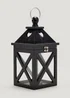 Black Wood Lantern (30cm x 14cm x 14cm) Image 1