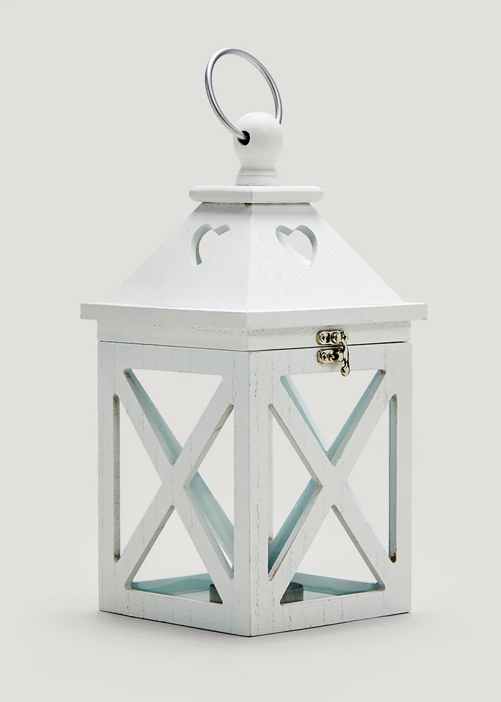 White Wood Lantern (30cm x 14cm x 14cm) Image 1