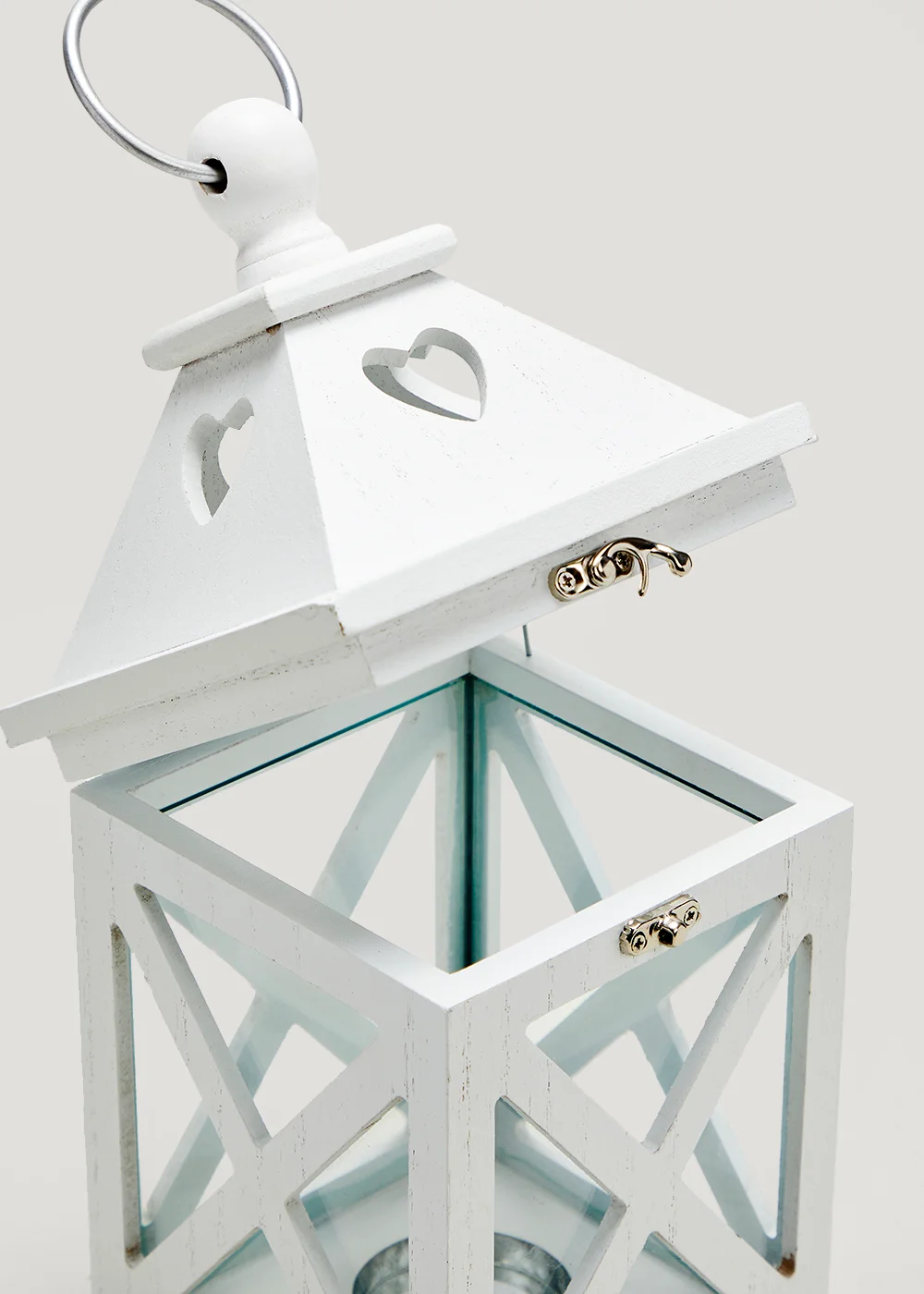 White Wood Lantern (30cm x 14cm x 14cm) Image 2