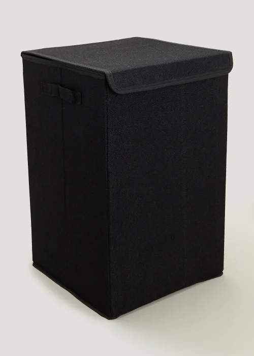 Black Collapsible Laundry Basket Image 1
