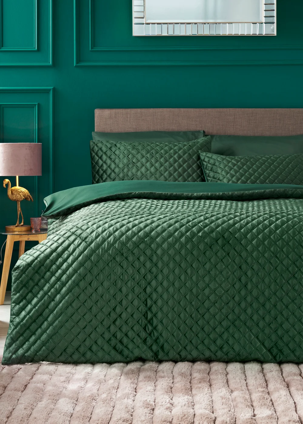 Green Velvet Pinsonic Duvet Cover - Double Image 1