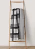 Grey Check Sherpa Fleece Throw (150cm x 180cm) Image 1