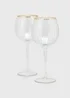 2 Pack Metallic Rim Ribbed Clear Wine Glasses (22.5cm x 9.5cm) Image 1
