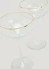 2 Pack Metallic Rim Ribbed Clear Coupe Glasses (18cm x 10.5cm) Image 2