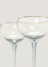 2 Pack Metallic Rim Ribbed Grey Coupe Glasses (18cm x 10.5cm) Image 2