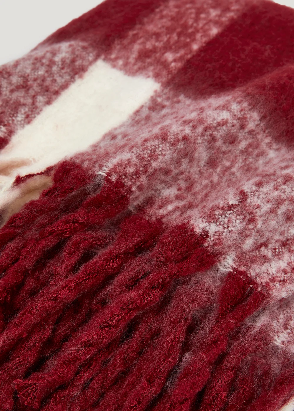 Red Check Faux Mohair Throw (130cm x 150cm) Image 3